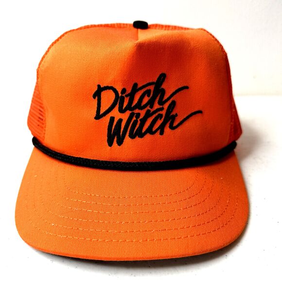 NEW Vintage 80’s DITCH WITCH Orange‎ Adjustable Hat Embroidered Snapback - Picture 1 of 9